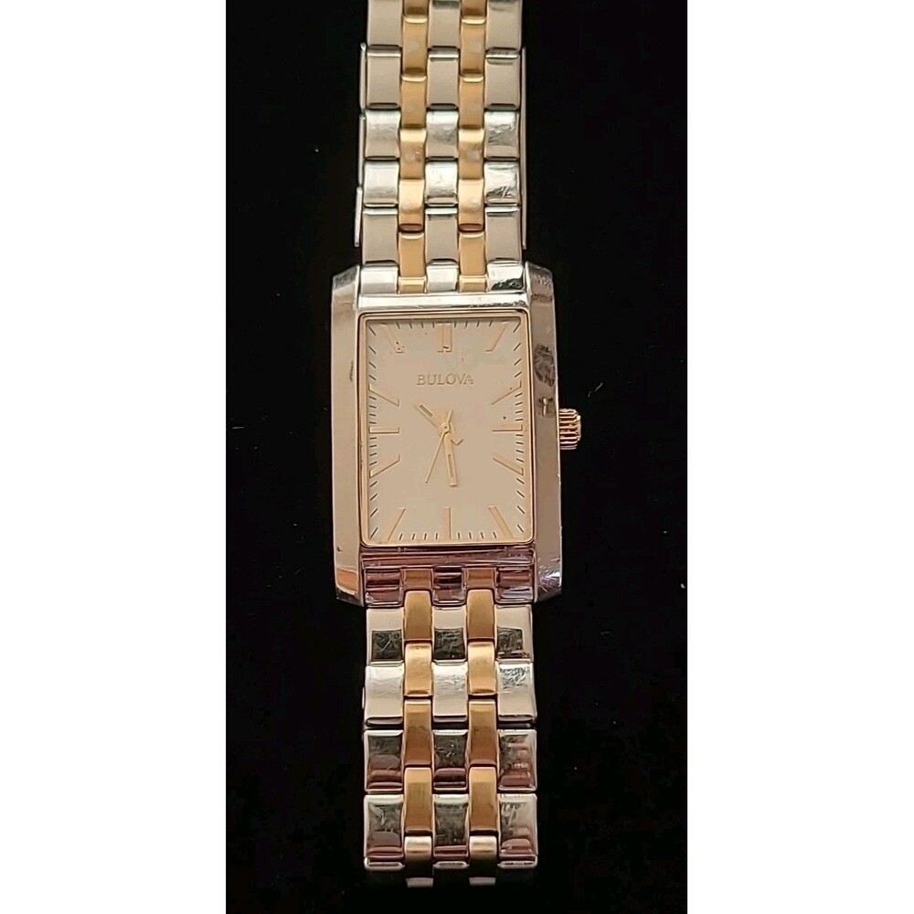 BULOVA 98A137 CORPORATE CLASSIC SILVER DIAL TWO TONE BRACELET BAND MENS WATCH